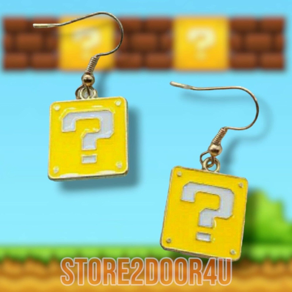 Super Mario Charm Dangle Earrings Games Gaming Console Cute Fun Novelty Jewelry